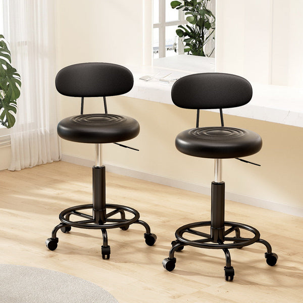 Artiss 2X Salon Stool Swivel Chair Backrest Salon Chairs