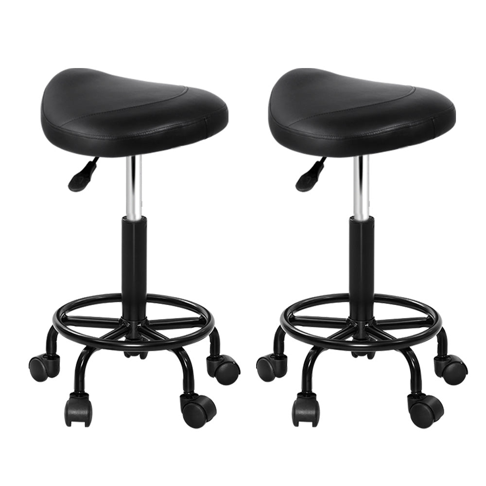 Artiss 2X Salon Stool Saddle Swivel Chair Salon Chairs