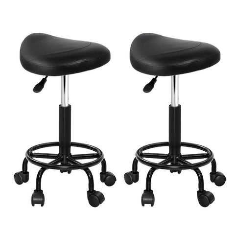 Artiss 2X Salon Stool Saddle Swivel Chair Salon Chairs