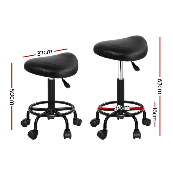 Artiss 2X Salon Stool Saddle Swivel Chair Salon Chairs