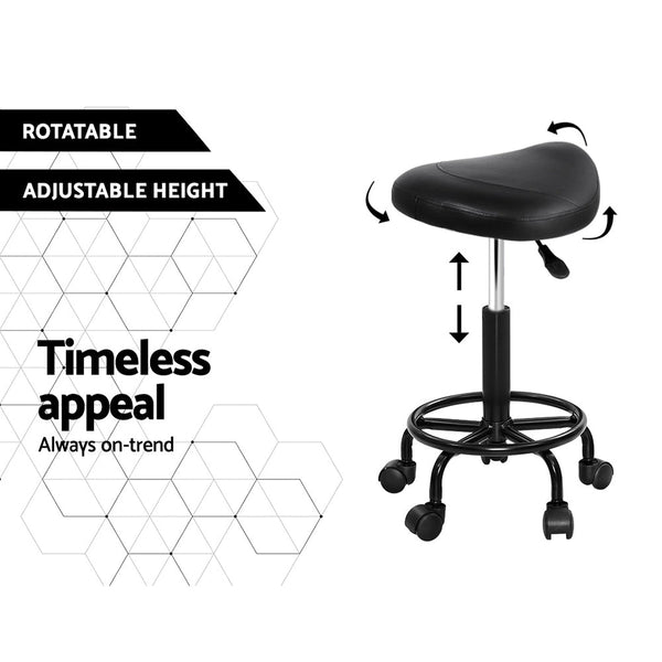 Artiss 2X Salon Stool Saddle Swivel Chair Salon Chairs