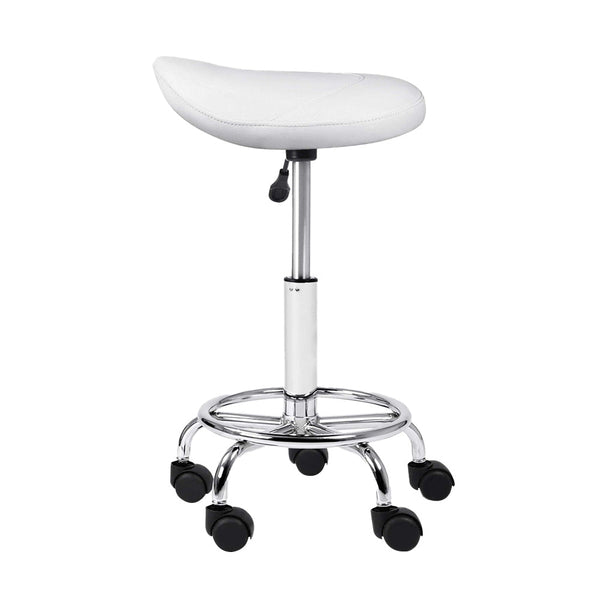 Artiss 2X Salon Stool Saddle Swivel Chair White Salon Chairs