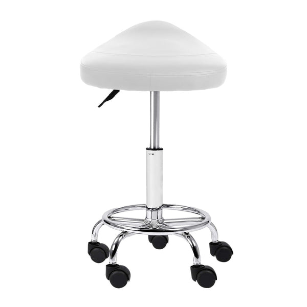 Artiss 2X Salon Stool Saddle Swivel Chair White Salon Chairs