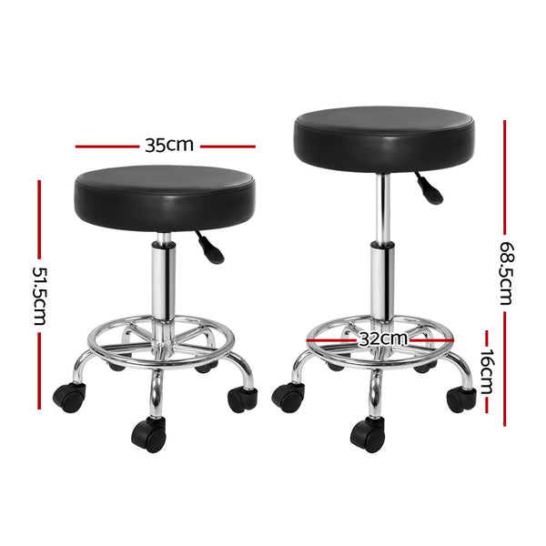 Artiss 2X Salon Stool Round Swivel Chair Black Salon Chairs