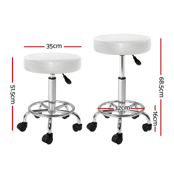 Artiss 2X Salon Stool Round Swivel Chair White Salon Chairs