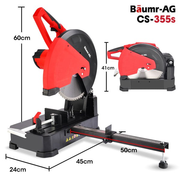 Baumr Ag Baumr Ag 2400W 355Mm 14' Metal Cut Off Cold Saw Premium Low Spark Ceramic Alloy Tooth Blade Measurement Scale Soft Start 45 Degree Mitre Chop