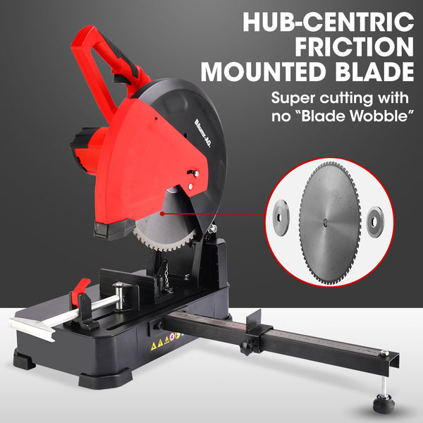 Baumr Ag 2400W 355Mm 14' Metal Cut Off Cold Saw Premium Low Spark Ceramic Alloy Tooth Blade Measurement Scale Soft Start 45 Degree Mitre Chop Cutting