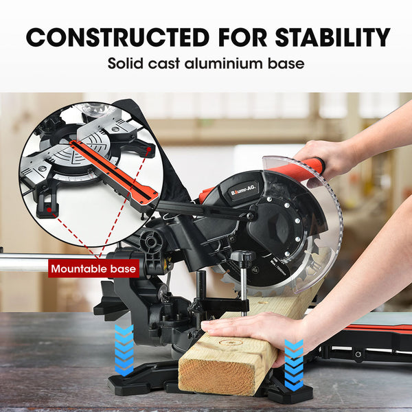 Baumr Ag 210Mm Compound Mitre Saw Dual Bevel Sliding Drop Saws 1500W Mitre Saws