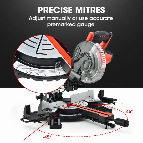 Baumr Ag 210Mm Compound Mitre Saw Dual Bevel Sliding Drop Saws 1500W Mitre Saws