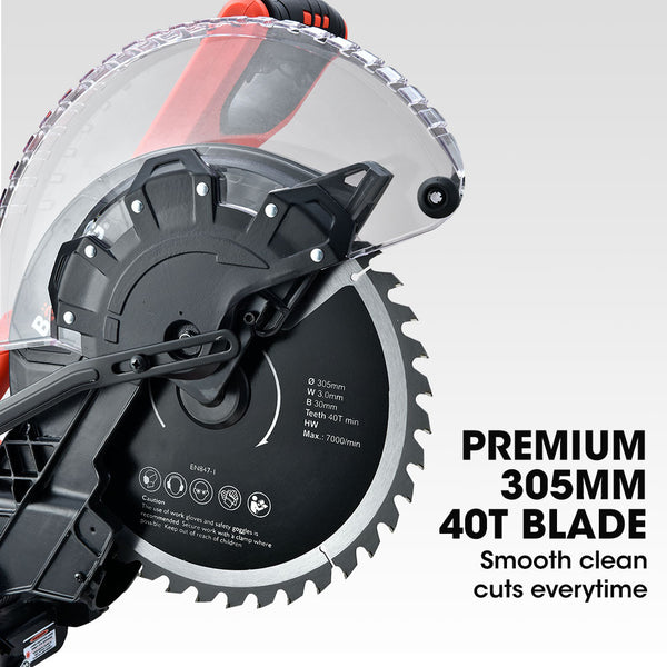 Baumr Ag 305Mm Compound Mitre Saw Dual Bevel Sliding Drop Saws 2200W Mitre Saws