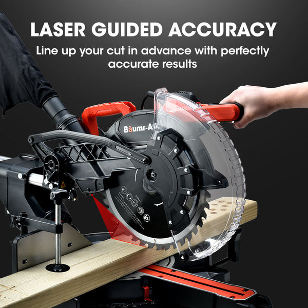 Baumr Ag 305Mm Compound Mitre Saw Dual Bevel Sliding Drop Saws 2200W Mitre Saws