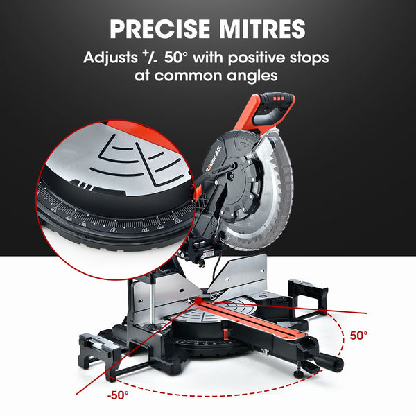 Baumr Ag 305Mm Compound Mitre Saw Dual Bevel Sliding Drop Saws 2200W Mitre Saws