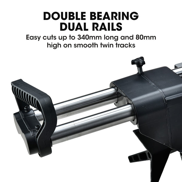 Baumr Ag 254Mm Sliding Compound Dual Mitre Drop Saw And Adjustable Stand Combo Mitre Saws