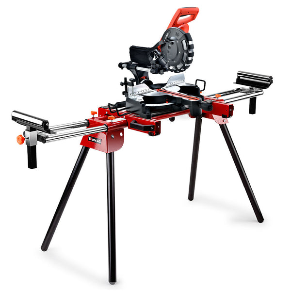 Baumr Ag 254Mm Sliding Compound Dual Mitre Drop Saw And Adjustable Stand Combo Mitre Saws