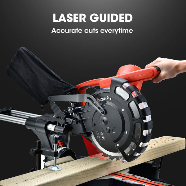 Baumr Ag 254Mm Sliding Compound Dual Mitre Drop Saw And Adjustable Stand Combo Mitre Saws