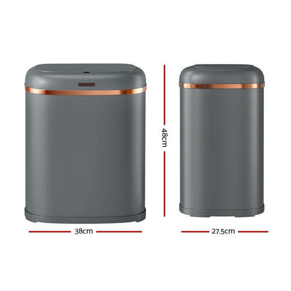 Devanti 38L Motion Sensor Bin Rubbish Automatic Grey Rubbish Bins
