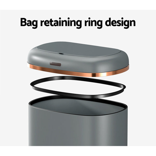 Devanti 38L Motion Sensor Bin Rubbish Automatic Grey Rubbish Bins