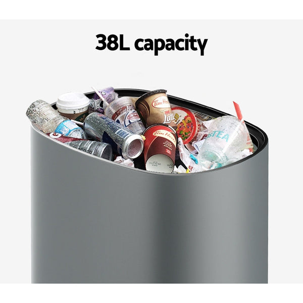 Devanti 38L Motion Sensor Bin Rubbish Automatic Grey Rubbish Bins