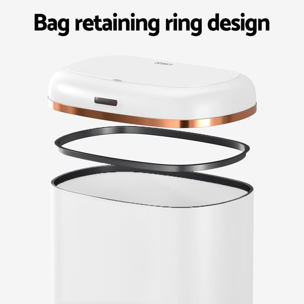 Devanti 38L Motion Sensor Bin Rubbish Automatic White Rubbish Bins