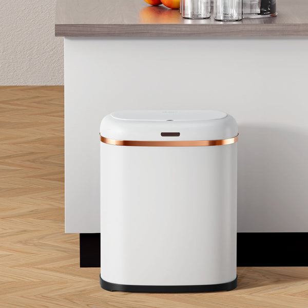 Devanti 38L Motion Sensor Bin Rubbish Automatic White Rubbish Bins