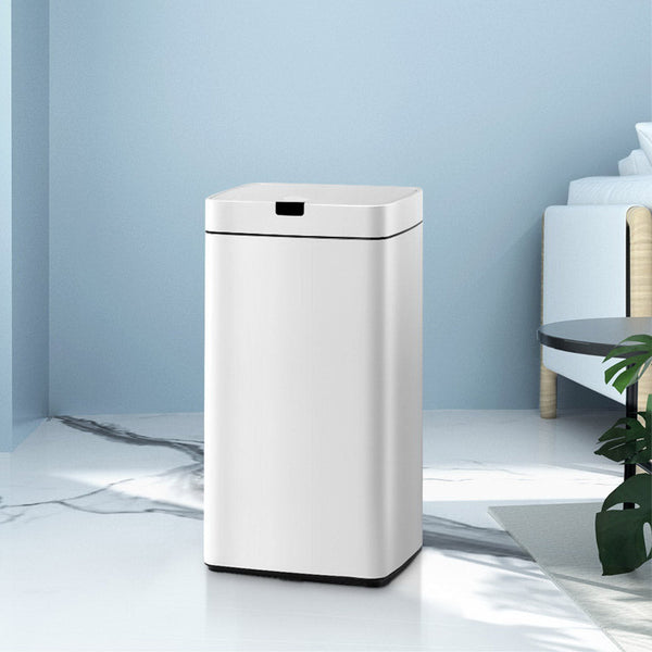 Devanti 38L Motion Sensor Bin Rubbish Automatic White Rubbish Bins