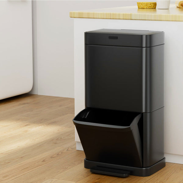 Devanti 70L Motion Sensor Bin Pedal Bins Automatic Black Rubbish Bins