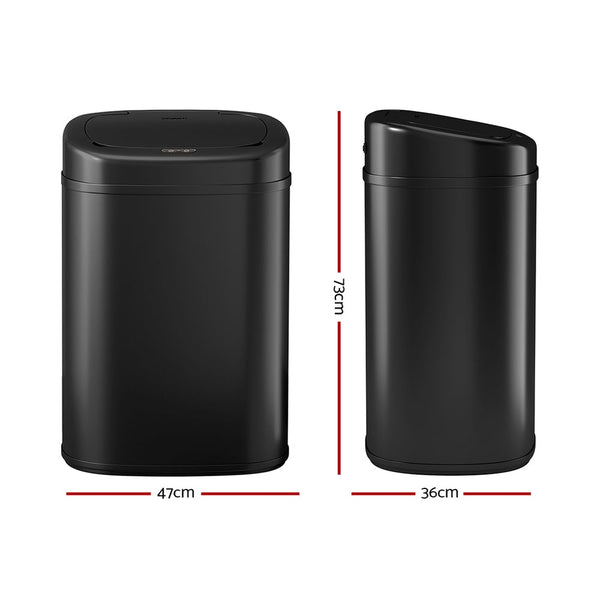 Devanti 82L Motion Sensor Bin Rubbish Automatic Black Rubbish Bins