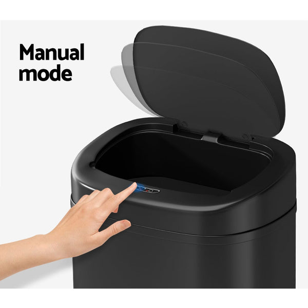 Devanti 82L Motion Sensor Bin Rubbish Automatic Black Rubbish Bins