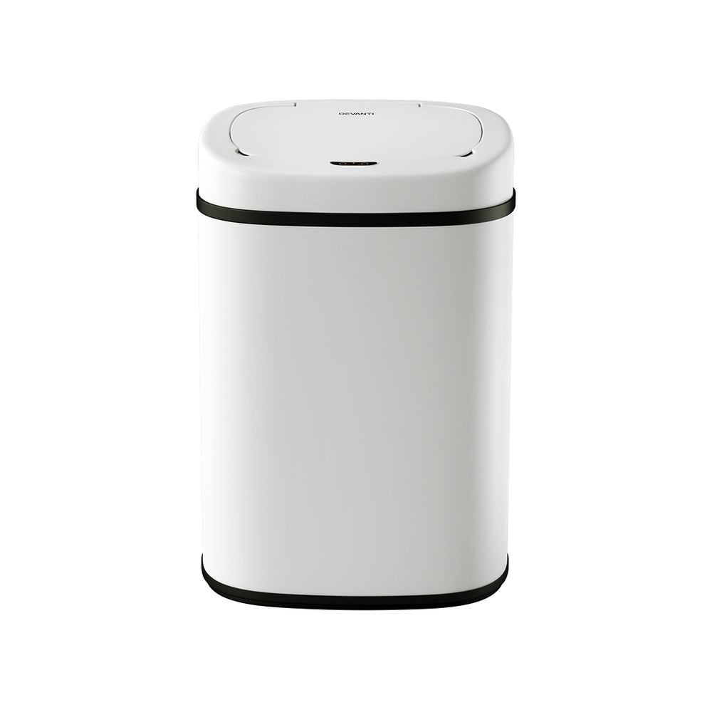 Devanti 82L Motion Sensor Bin Rubbish Automatic White Rubbish Bins