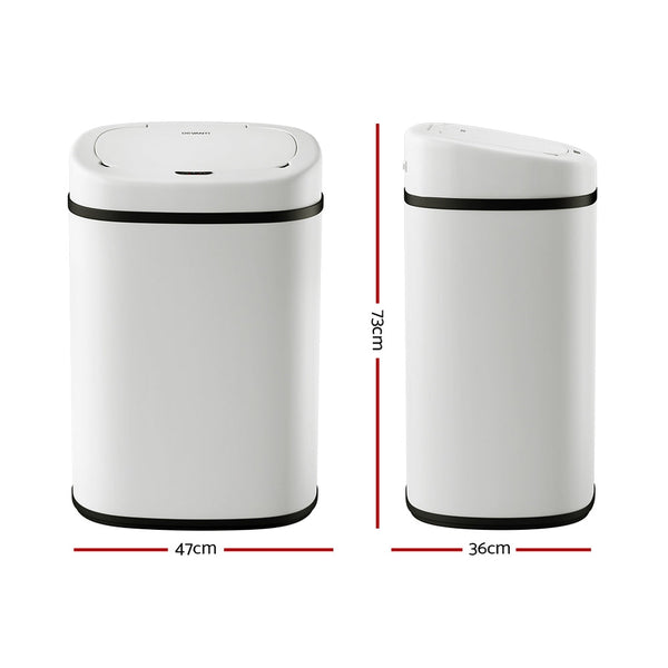 Devanti 82L Motion Sensor Bin Rubbish Automatic White Rubbish Bins