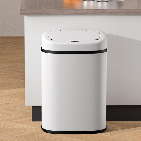 Devanti 82L Motion Sensor Bin Rubbish Automatic White Rubbish Bins