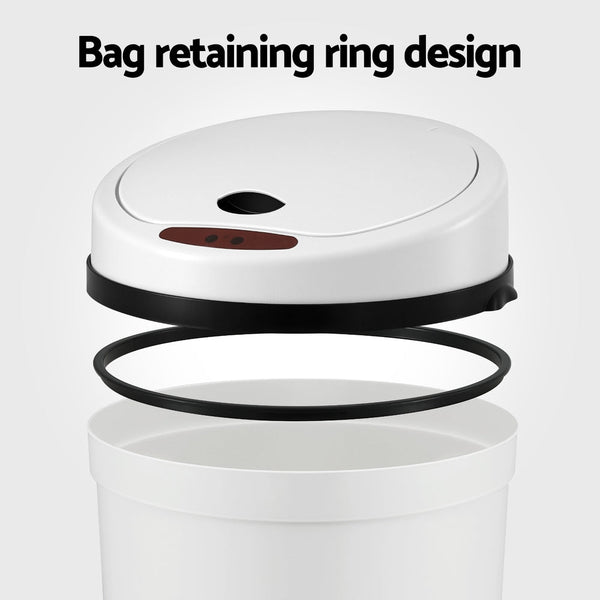 Devanti Sensor Bin Motion Kitchen Automatic Trash Can White 9L Rubbish Bins