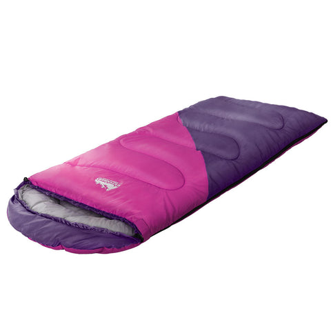 Weisshorn Sleeping Bag Kids Single 172Cm Thermal Camping Hiking Pink Sleeping Bags