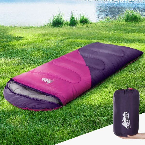 Weisshorn Sleeping Bag Kids Single 172Cm Thermal Camping Hiking Pink Sleeping Bags