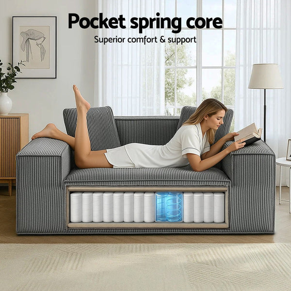 Artiss 2 Seater Sofa Loveseat Sofas Bed Couch No Assembly Corduroy Small Couches Apartement Sofa Beds