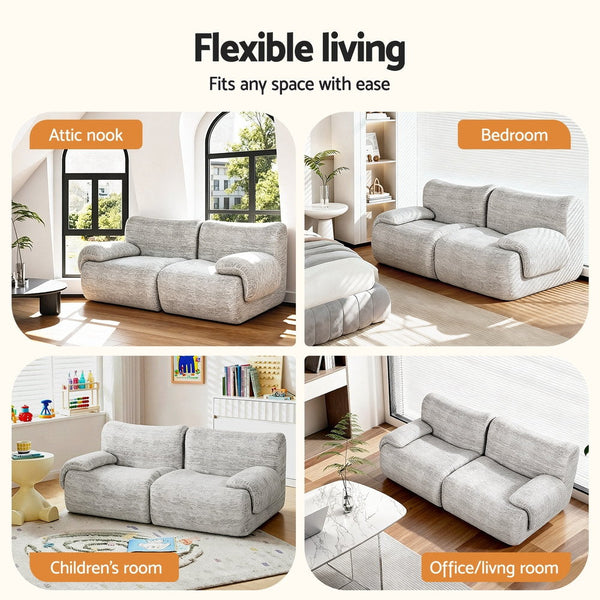 Artiss 2 Seater Sofa Modular Sectional Sofas Couch Bed No Assembly Living Room Grey Sofas Armchairs & Couches
