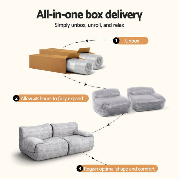Artiss 2 Seater Sofa Modular Sectional Sofas Couch Bed No Assembly Living Room Grey Sofas Armchairs & Couches