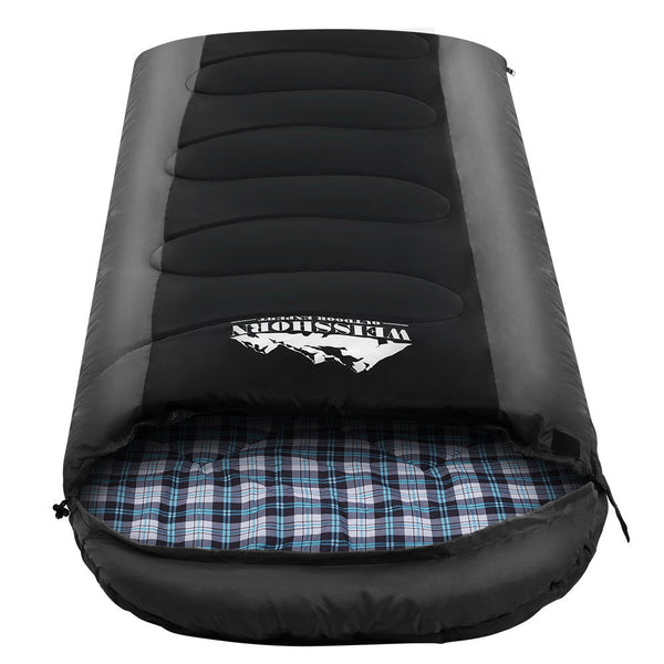 Weisshorn Sleeping Bag Single Thermal Camping Hiking Tent Black 20C Sleeping Bags