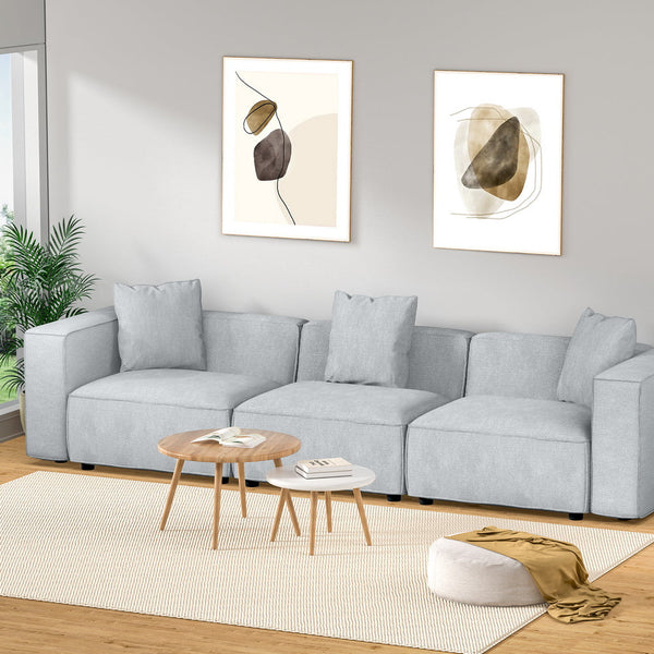 Artiss Modular Sofa Chaise Set 3 Seater Grey Sofas Armchairs & Couches