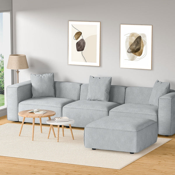 Artiss Modular Sofa Chaise Set 4 Seater Grey Sofas Armchairs & Couches