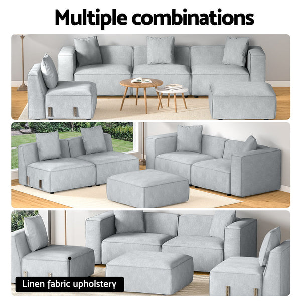 Artiss Modular Sofa Chaise Set 5 Seater Grey Sofas Armchairs & Couches