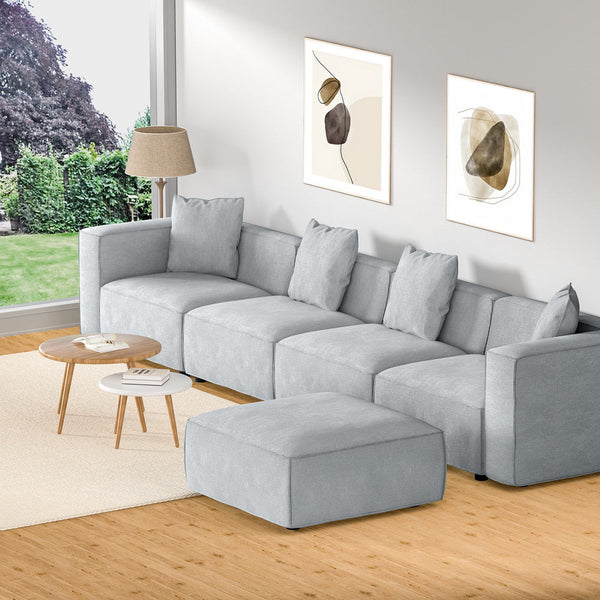 Artiss Modular Sofa Chaise Set 5 Seater Grey Sofas Armchairs & Couches