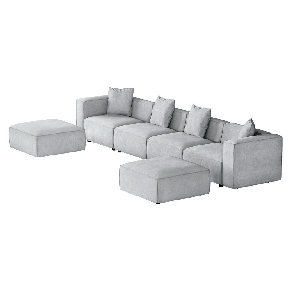 Artiss Modular Sofa Chaise Set 6 Seater Grey Sofas Armchairs & Couches