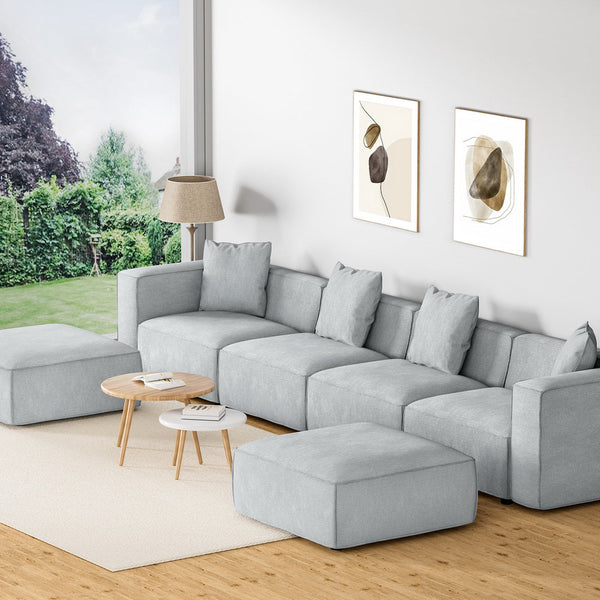 Artiss Modular Sofa Chaise Set 6 Seater Grey Sofas Armchairs & Couches