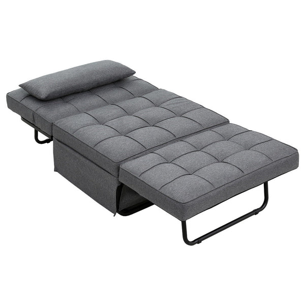 Artiss Sofa Bed Lounge Convertible Ottoman 1 Seater Couch Recliner Linen Grey Sofa Beds