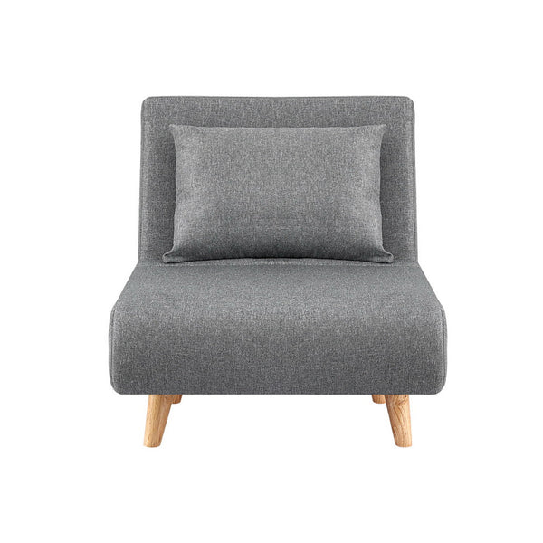 Artiss Sofa Bed Convertible Couch Recliner Lounge Chair Linen Grey Sofa Beds