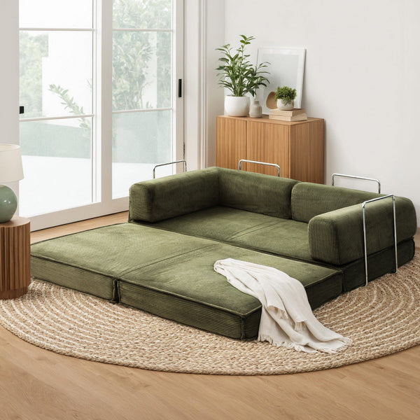 Artiss Convertible Folding Sofa Bed Green Sofa Beds