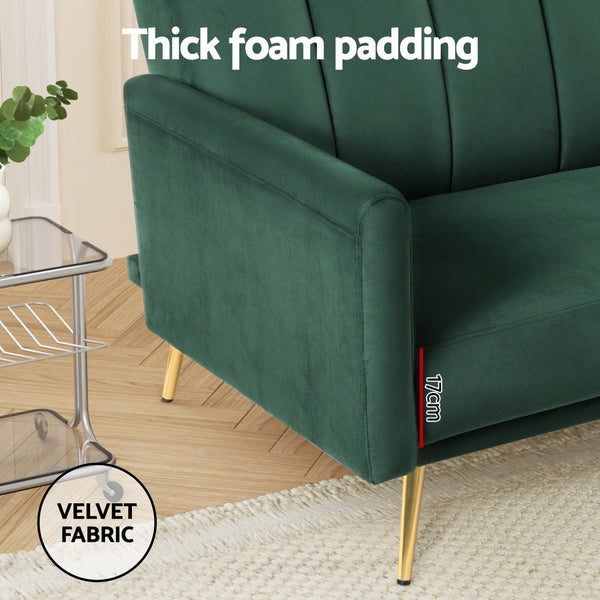 Artiss Sofa Bed 3 Seater Couch Convertible Lounge Adjustable Arm Recliner Velvet Sofas Armchairs & Couches