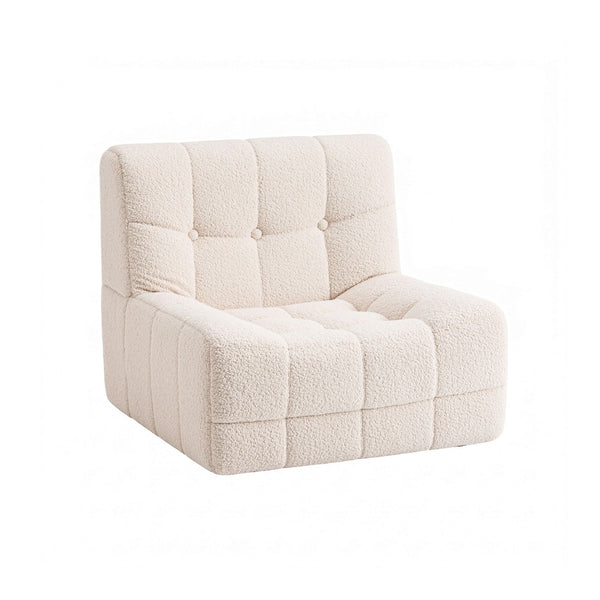 Artiss Single Boneless Couch White Fabric Small Living Room Sofa Sofas Armchairs & Couches