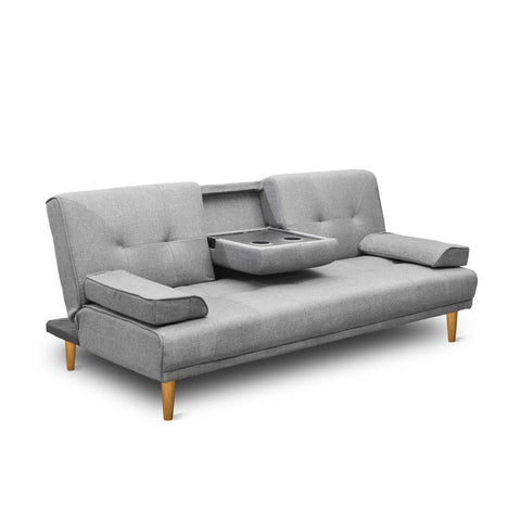 Artiss Sofa Bed 188Cm Grey Faux Linen Sofa Beds